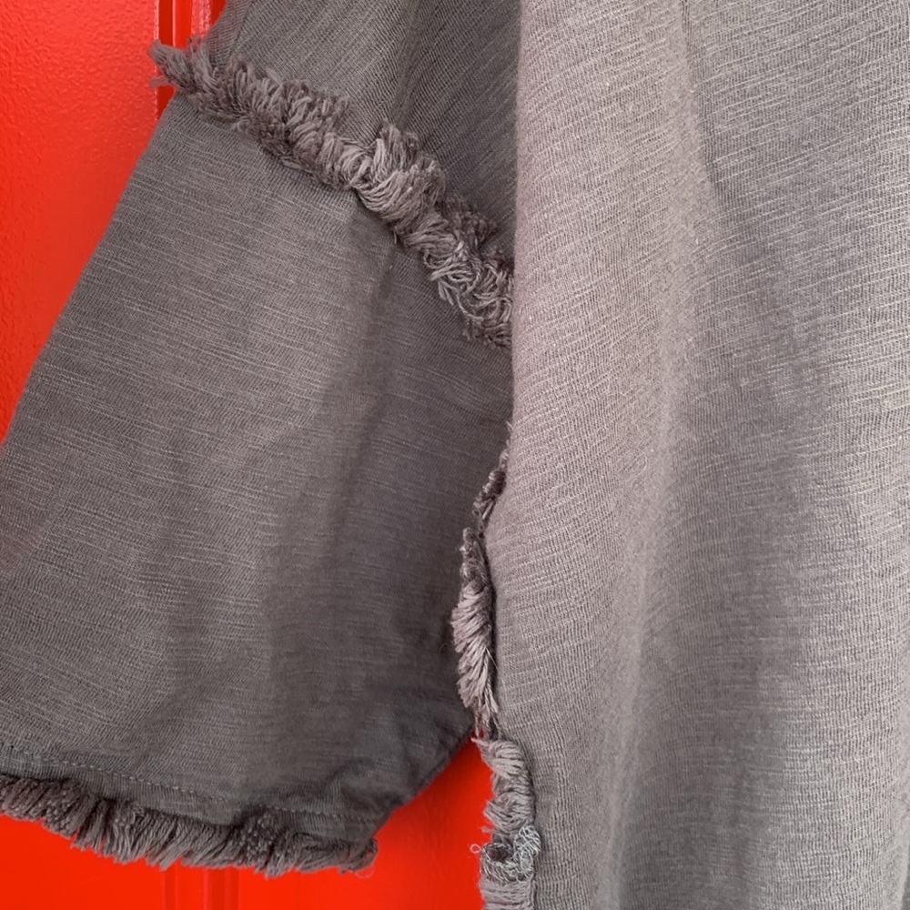 Umgee Charcoal Ruffle Trim Top - Picture 2 of 6